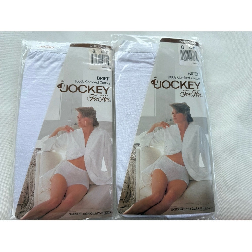 2 Vtg 1989 Jockey Queen Brief Cut Cream Underwear Women's Size 8-TG 45-47" NOS